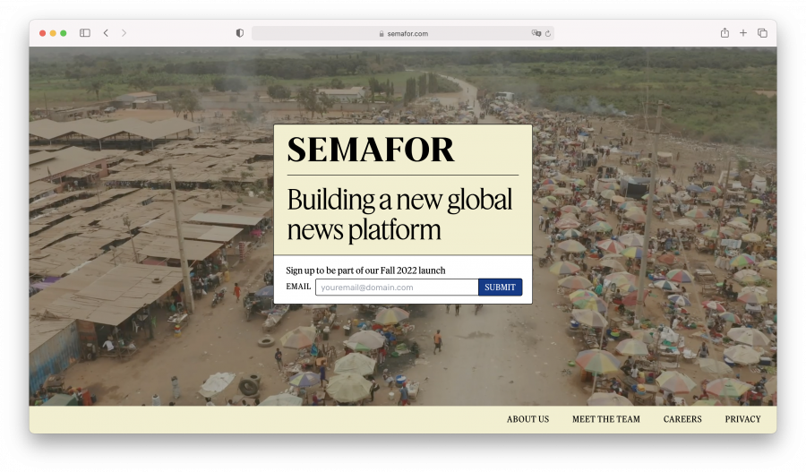 Capture d'écran du site de Semafor